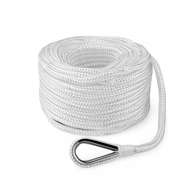 Трос (конец) якорный  трёхпрядный, 10мм*20м, нейлон, белый, SK-TAN3ST1020W-ts, арт. SK-TAN3ST1020W-ts,          Skipper 