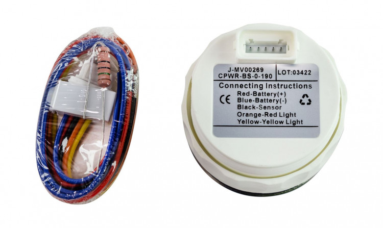 Указатель уровня пресной воды 0-190 Ом (ЕВРО), черный циферблат, нержавеющий ободок, д. 52 мм, арт. WLM0003BSMR,          MARINE ROCKET 