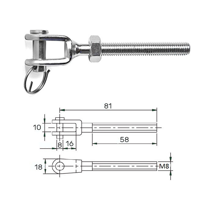 Зажим талрепа М 8 левая резьба, арт. 3116-1108,          CIM 