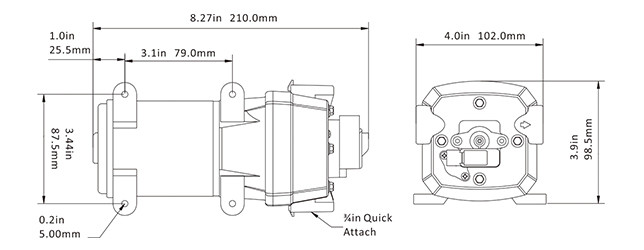 Четырехкамерный мембранный насос 41 SERIES 10 л/мин, 12В (Быстросъемные фитинги), арт. SFDP1-027-017-41,          SeaFlo 
