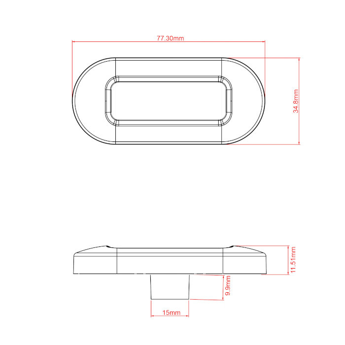 Светильник для подсветки палуб и трапов светодиодный 75х32 мм, синий свет, черный, арт. B013106-BUB,          Anheart Marine 