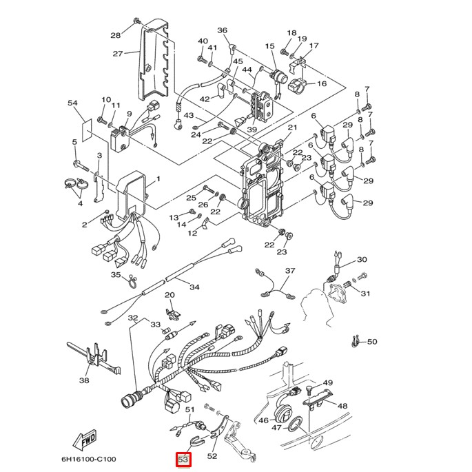 Скоба пружинная Yamaha 40-140 663825550100, арт. 663-82555-01,          Nano Protech 