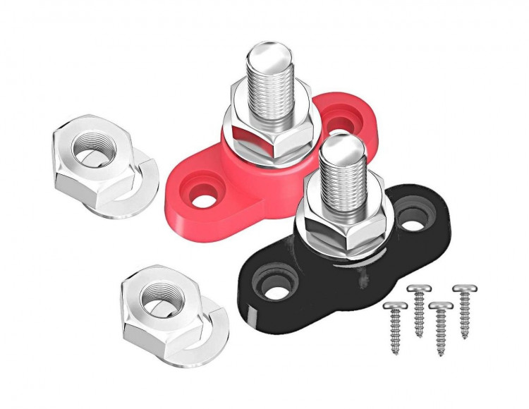 Клемма-штифт одинарная, M10, черная/красная, арт. 4620136060271,          MARINE ROCKET 