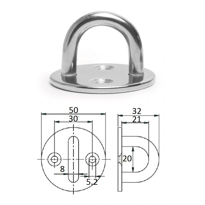 Планка круглая с обухом 8х50мм, арт. 1022-0308,          CIM 