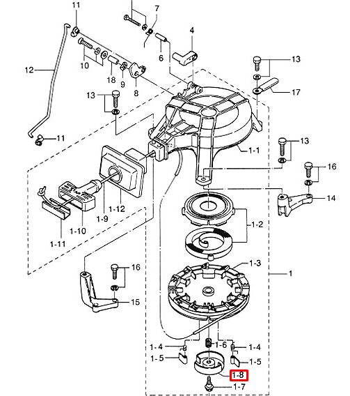 Корпус храповика ручного стартера Tohatsu 8-9.8 (9.8F-01.01.02) (PREMARINE), арт. 3B2-05006-0-K,          PREMARINE 