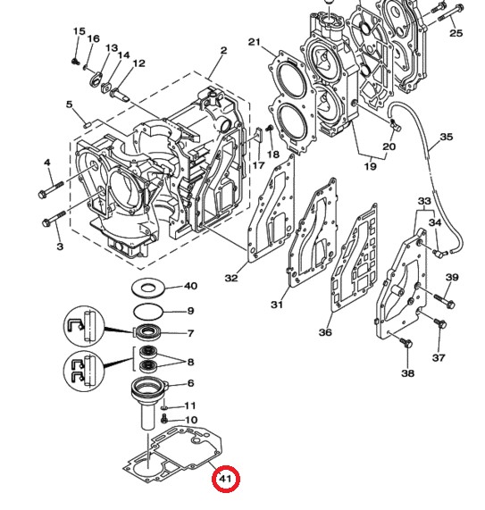 Прокладка под блок Yamaha 25-30 (689-45113-A1) (WUHU), арт. 61T-45113-A0-K,          WUHU 