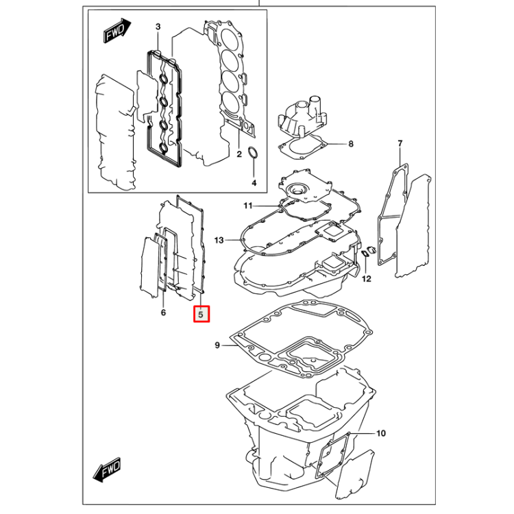 Прокладка крышки балансировочного устройства Suzuki DF150-175, DF150-200(A) (Suzuki), арт. 11332-96J00,          Suzuki 