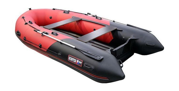 Надувная лодка ПВХ, Хантер 380 Про НДНД, красный/черный, арт. 3802412,          Hunterboat 