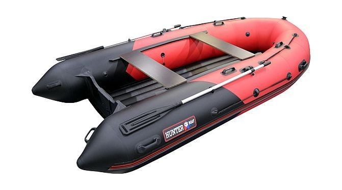 Надувная лодка ПВХ, Хантер 380 Про НДНД, красный/черный, арт. 3802412,          Hunterboat 