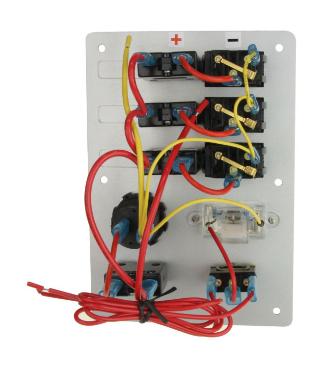 Панель бортового питания 3 переключателя, автоматы, разьём прикуривателя, заряд батарей, арт. AES121416A,          AES.Co 