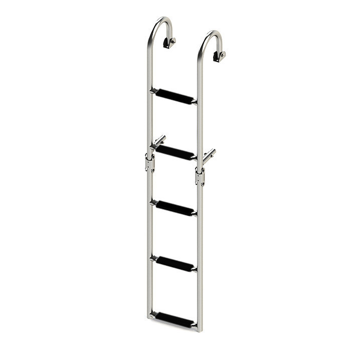 Трап складной с горизонтальным креплением, 5 черных ступени (ширина 220 мм.), арт. 040179BT,          Техномарин 