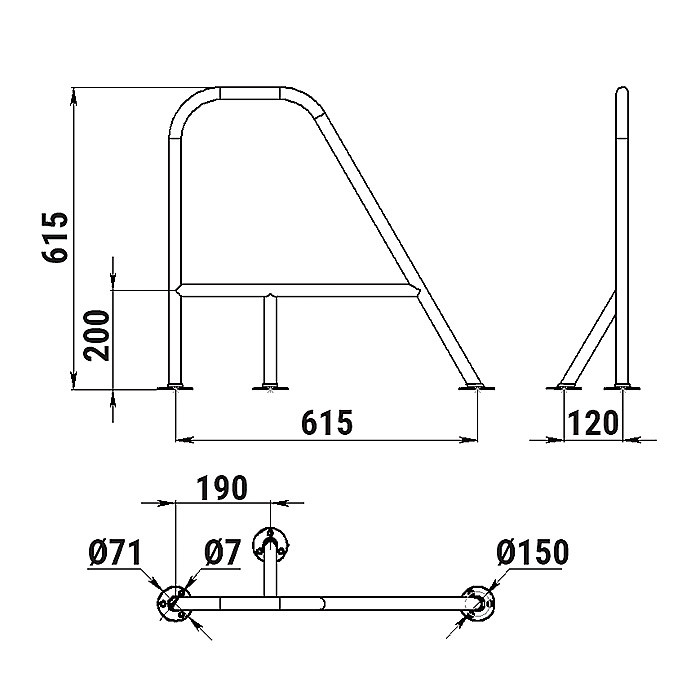 Леер носовой большой левый, нержавеющая сталь, арт. 030107T,          Техномарин 