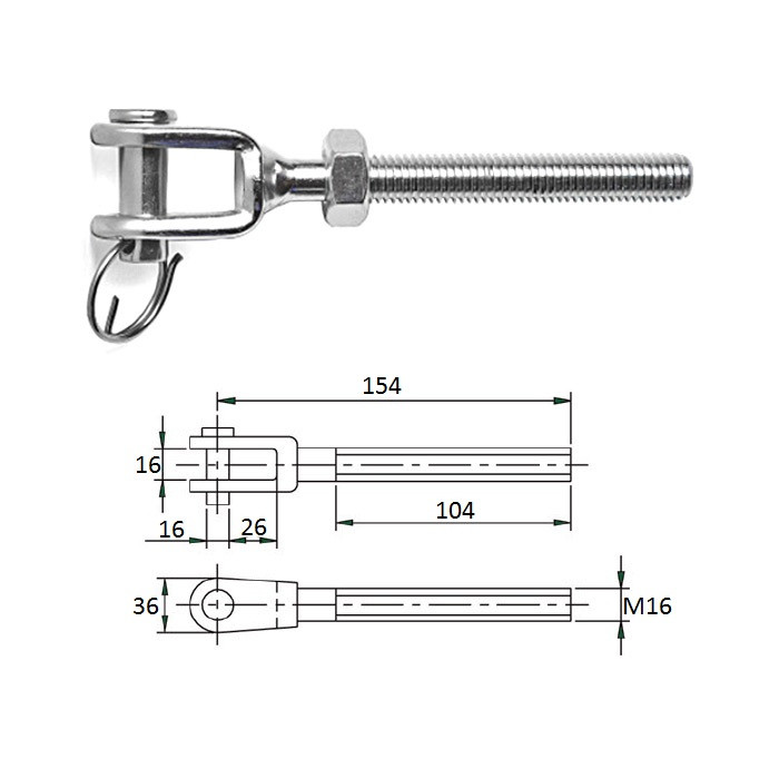 Зажим талрепа М16 левая резьба, арт. 3116-1116,          CIM 