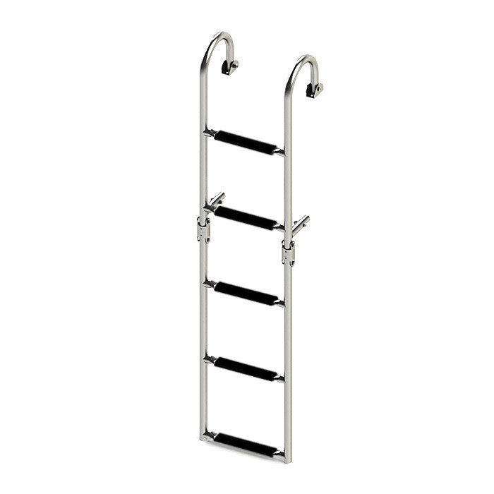 Трап складной с горизонтальным креплением, 5 черных ступени (ширина 270 мм.), арт. 040180BT,          Техномарин 