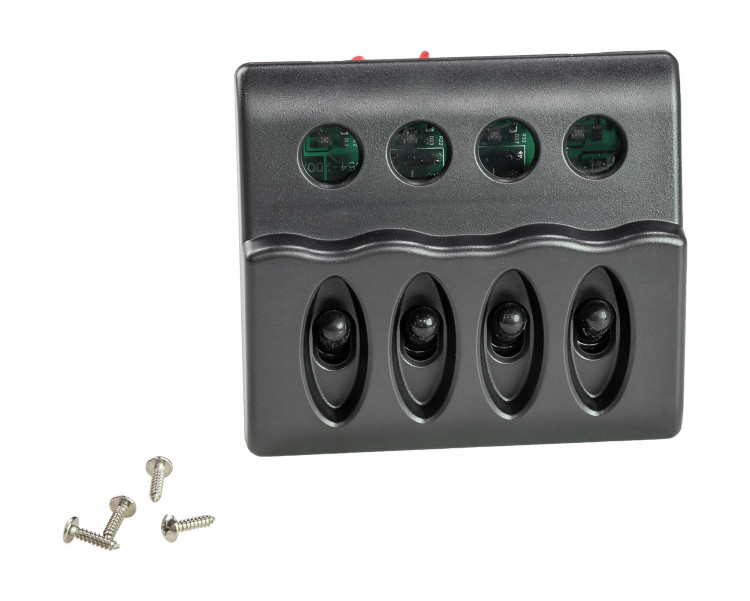 Панель бортового питания 4 переключателя, индикация, предохранители, арт. 10054-BK,          AAA  Панель бортового питания 4 переключателя, индикация, предохранители, арт. 10054-BK,          AAA