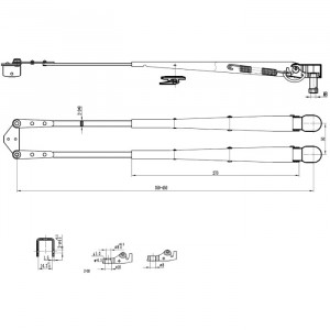 Поводок стеклоочистителя пантографный W.E 350-450мм, посадка на вал M8-10 (тип-XS)