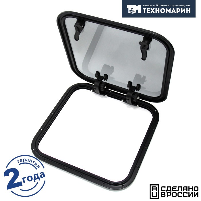 Люк палубный распашной Альбатрос 700x700 (черное исполнение), арт. 030830BT,          Техномарин 