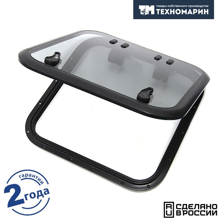 Люк палубный распашной Альбатрос 700x700 (черное исполнение), арт. 030830BT,          Техномарин 