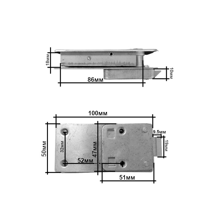 Замок врезной SUNFINE 27x100x50 мм с ключами для рундуков и шкафчиков, арт. SF31081,          SUNFINE MARINE 