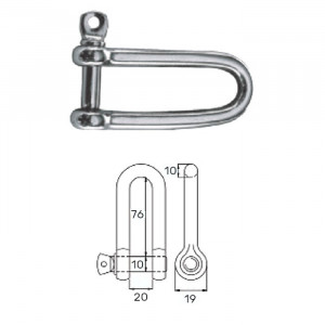 Скоба такелажная удлиненная с винтовым пальцем 10 мм сталь AISI 316