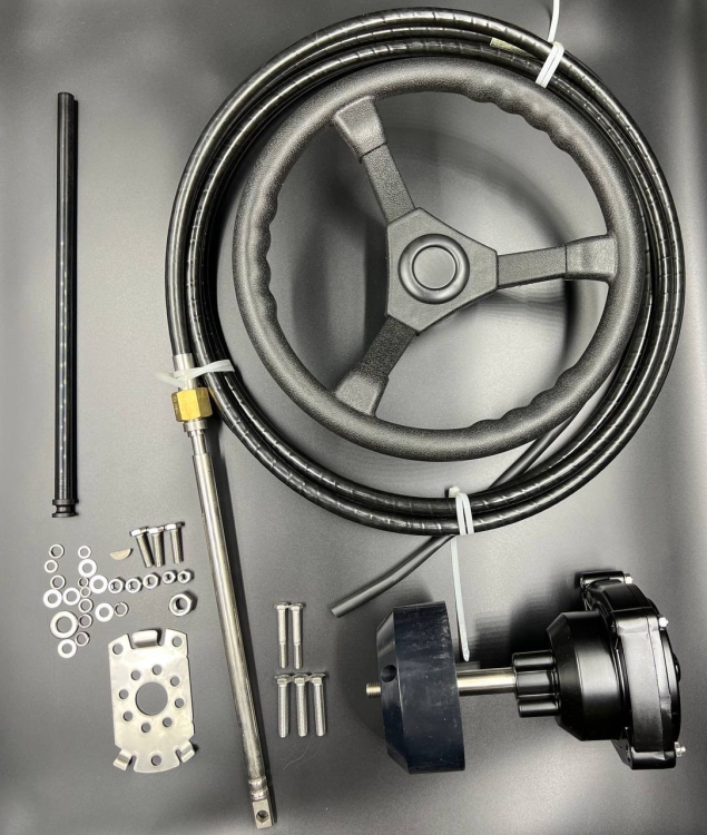 Рулевой комплект (редуктор T73(невозвратный) / трос M66-12FT / рулевое колесо) 12FT (PWB), арт. 71G-12-K,          POWEROB 