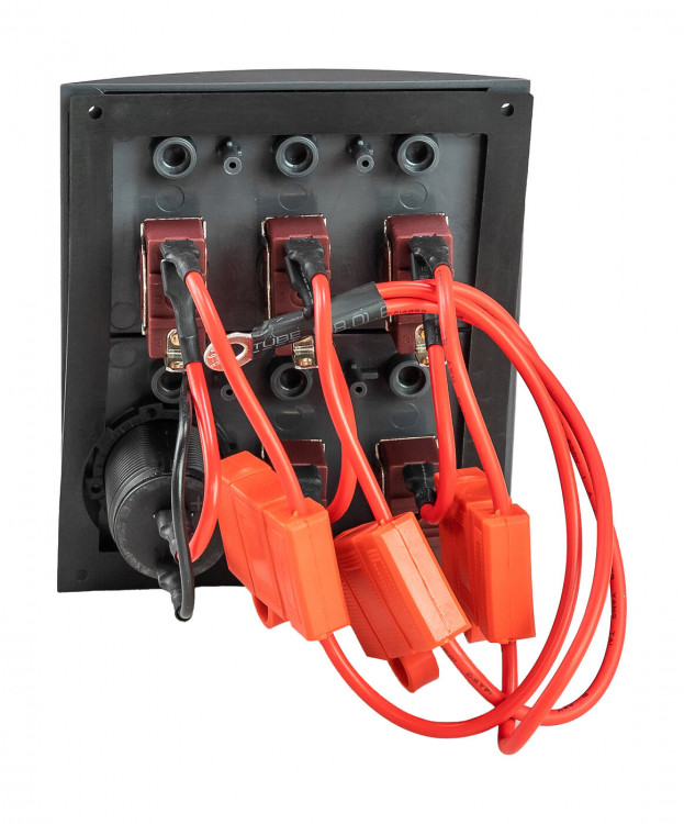 Панель бортового питания 5 переключателей, разъем прикуривателя, предохранители, серый корпус, арт. 10160-BK,          AAA  Панель бортового питания 5 переключателей, разъем прикуривателя, предохранители, серый корпус, арт. 10160-BK,          AAA