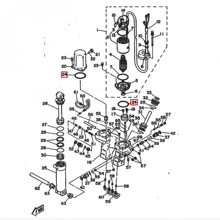 Кольцо уплотнительное гидроподъемника Yamaha 60-200 (688-43867-00;93210-71001), арт. 688-43867-00,          Nano Protech 