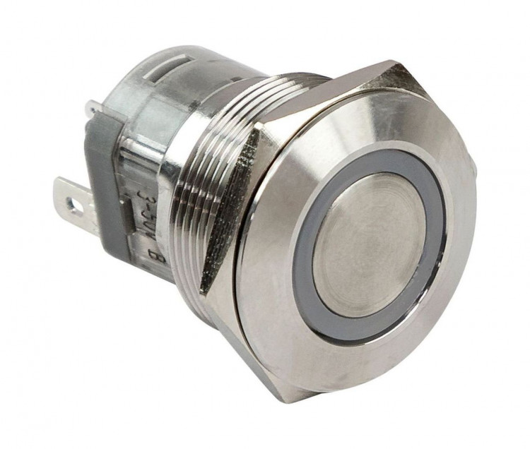 Кнопка с фиксацией, подсветка белая, 12 В, д. 19 мм, арт. MRBW00006,          Marine Rocket  Кнопка с фиксацией, подсветка белая, 12 В, д. 19 мм, арт. MRBW00006,          Marine Rocket