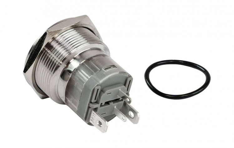 Кнопка с фиксацией, подсветка белая, 12 В, д. 19 мм, арт. MRBW00006,          Marine Rocket  Кнопка с фиксацией, подсветка белая, 12 В, д. 19 мм, арт. MRBW00006,          Marine Rocket