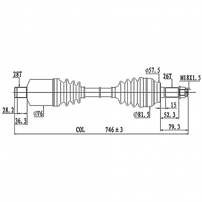 Привод для Polaris (SSV RZR), 1333434, 1333942, 1333870, 334273, 1334314, 1334317, 1334492, 1334428, 1334495, арт. ATV-PO-857,          MIZASHI 