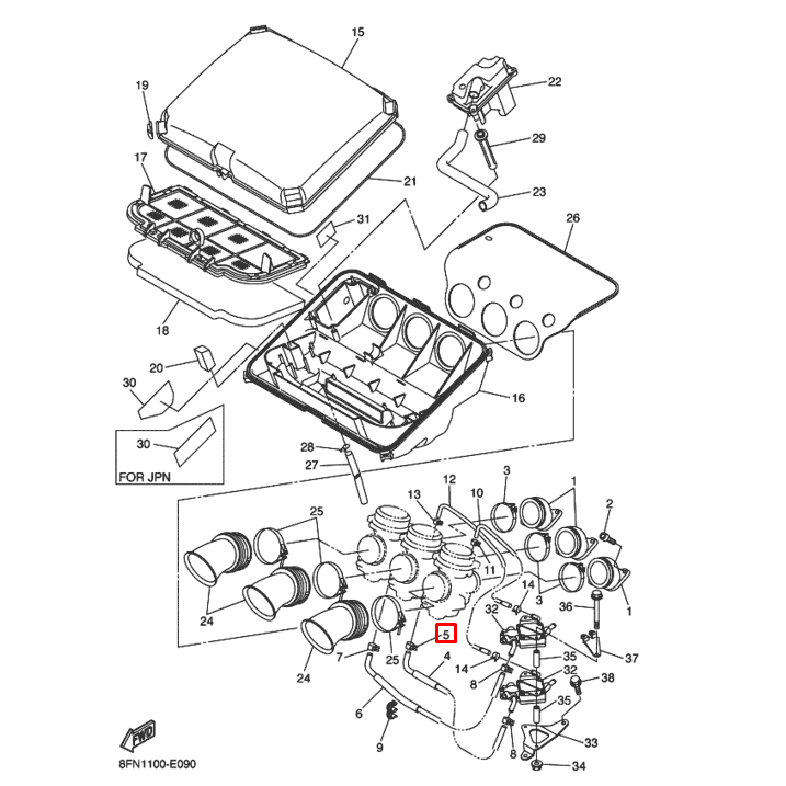 Хомут для снегохода YAMAHA BR250, PZ480, FX10, RS10,RX10, VT480, VMAX600 (Yamaha), арт. 90467-11028,          YAMAHA 