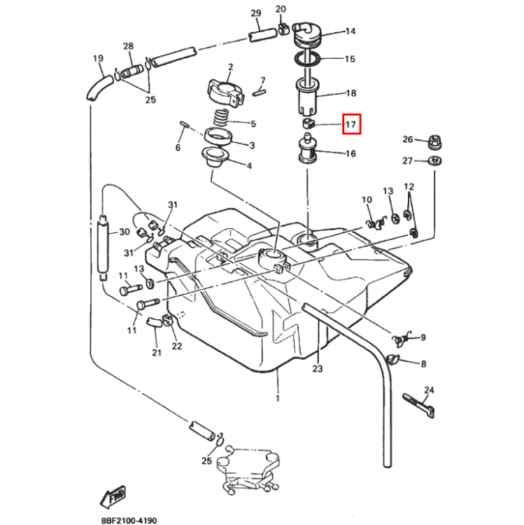 Хомут для снегохода YAMAHA BR250, PZ480, FX10, RS10,RX10, VT480, VMAX600 (Yamaha), арт. 90467-11028,          YAMAHA 
