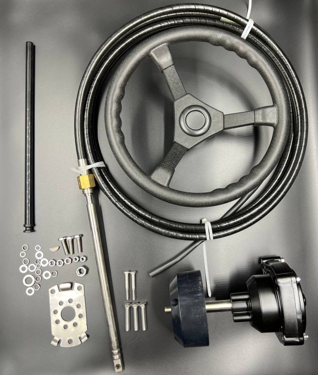 Рулевой комплект (редуктор T73(невозвратный)  / трос M66-16FT / рулевое колесо) 16FT (PWB), арт. 71G-16-K,          POWEROB 