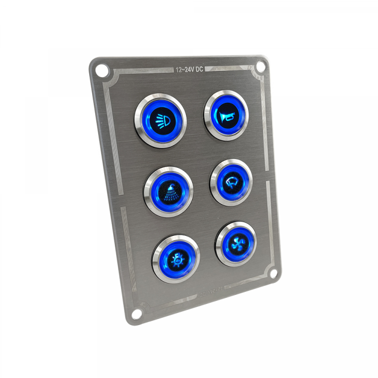 Панель бортового питания Skipper с 6 влагозащищёнными переключателями 6 переключателей, арт. SK50826-6-ts,          Skipper 