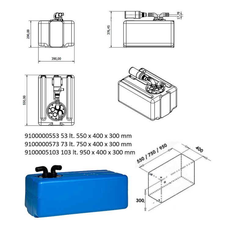 Фекальный бак, 73 л, 75х40х30 см, арт. 10270630,          Matromarine 