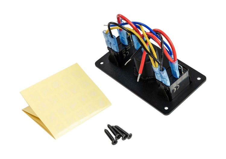 Панель бортового питания 2 переключателя, розетка питания, арт. MR2S1PL2,          Marine Rocket 