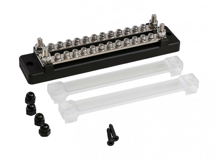 Колодка распределительная электромонтажная с защитной крышкой, 2 планки по 12 контактов, арт. MR3312DC,          Marine Rocket 