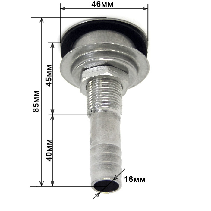 Горловина вентиляционная 16 мм, прямая, арт. 28790,          Sumar 