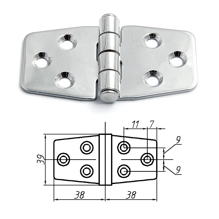Петля неразъемная 76х39х2 мм, арт. 006072,          Homer 