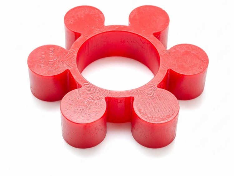 Вставка упругой муфты эластичная (звездочка) 140*64*30 , M92/красный , с отверстием, 6 лучей круглой формы, 33-01-1360-poly , арт. 33-01-1360-poly,          Полиуретан 