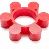 Вставка упругой муфты эластичная (звездочка) 140*64*30 , M92/красный , с отверстием, 6 лучей круглой формы, 33-01-1360-poly , арт. 33-01-1360-poly,          Полиуретан 