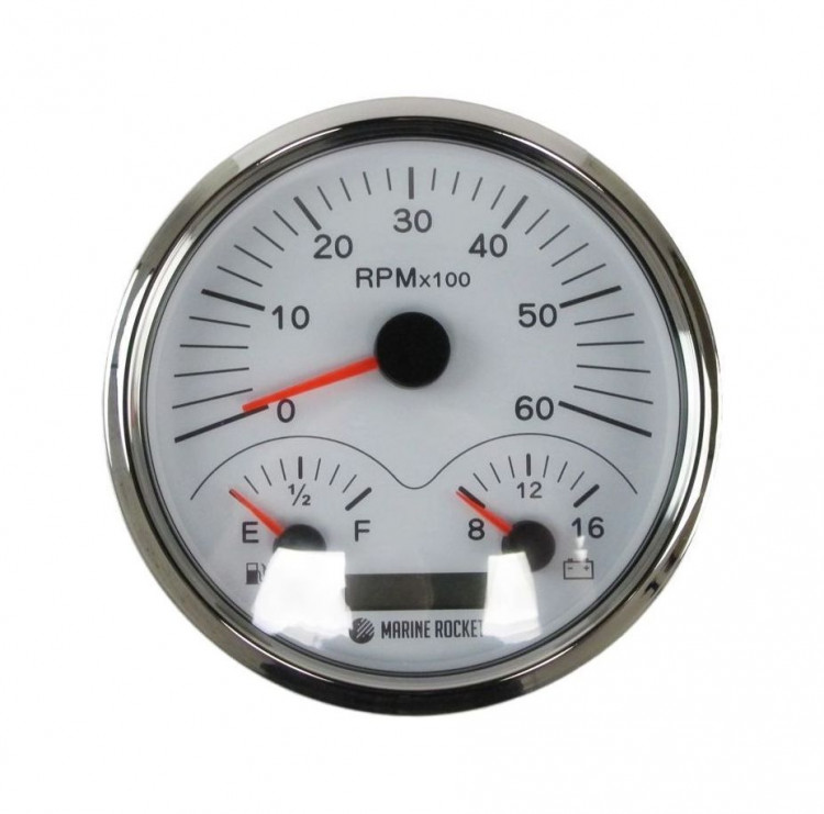 Прибор многофункциональный 4 в 1, белый циферблат, нержавеющий ободок, д. 110 мм, арт. MFG0003WSMR,          MARINE ROCKET 