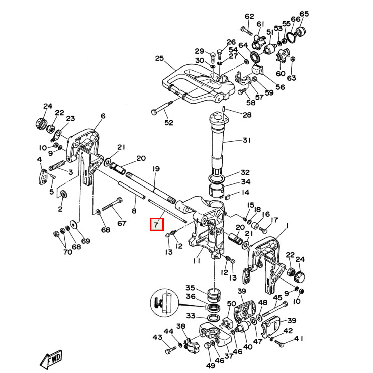 Шпилька повески Yamaha 40Q (Япония), арт. 90116-08M00,          Nano Protech 