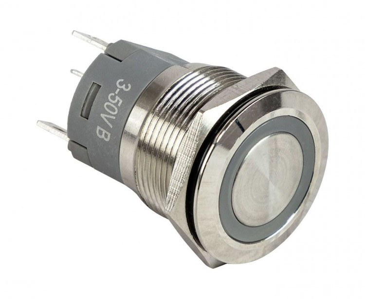 Кнопка с фиксацией, подсветка белая, 12 В, д. 22 мм, арт. MRBW00008,          Marine Rocket  Кнопка с фиксацией, подсветка белая, 12 В, д. 22 мм, арт. MRBW00008,          Marine Rocket