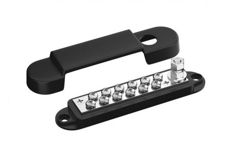 Колодка распределительная электромонтажная, 12 контактов, черная, арт. 4620136060660,          MARINE ROCKET 