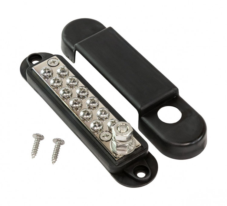 Колодка распределительная электромонтажная, 12 контактов, черная, арт. 4620136060660,          MARINE ROCKET 