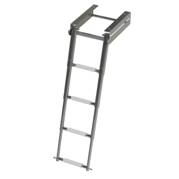 Трап телескопический выдвижной с фиксатором, 4 белая ступени (ширина 278 мм.), арт. 040132WT,          Техномарин 