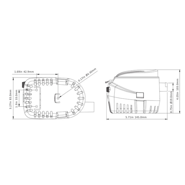 Насос осушительный автоматический 600GPH 06 Series 12В (поплавковый), арт. SFBP1-G600-06,          SeaFlo 