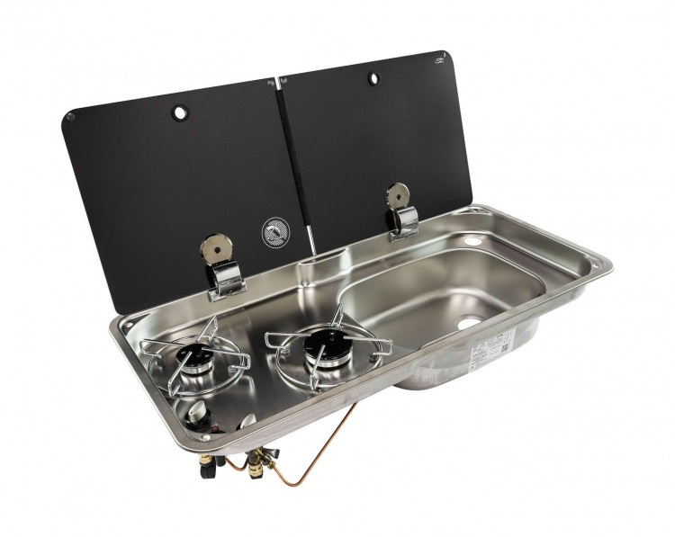 Плита газовая двойная с мойкой, стеклянная крышка, CAN, FL1765, арт. FL1765,          CAN SRL by Airxcel 