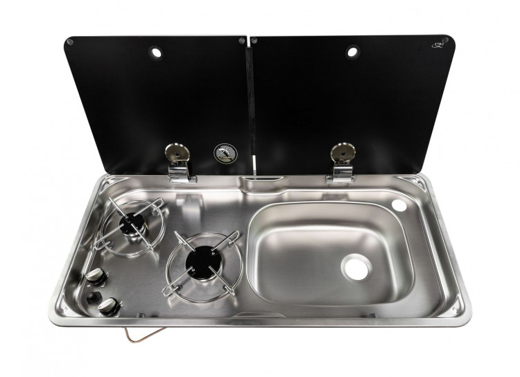 Плита газовая двойная с мойкой, стеклянная крышка, CAN, FL1765, арт. FL1765,          CAN SRL by Airxcel 